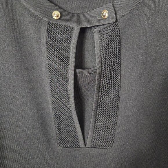 Exclusively Misook Size M Black Button Keyhole Chest Long Sleeve Sweater - Picture 13 of 13